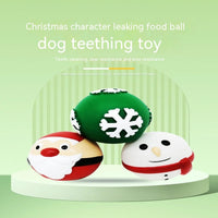 HKM-061331 Interactive Christmas Food Dropping Ball Pet Toy - Bite-Resistant Vinyl Design