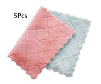 HKM-061459 Absorbent Double-Sided Microfiber Dish Cloths - Thick Kitchen Rags, 5 or 10 Pack