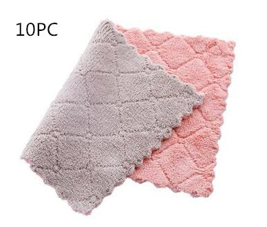 HKM-061459 Absorbent Double-Sided Microfiber Dish Cloths - Thick Kitchen Rags, 5 or 10 Pack