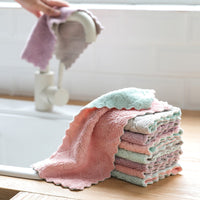 HKM-061459 Absorbent Double-Sided Microfiber Dish Cloths - Thick Kitchen Rags, 5 or 10 Pack