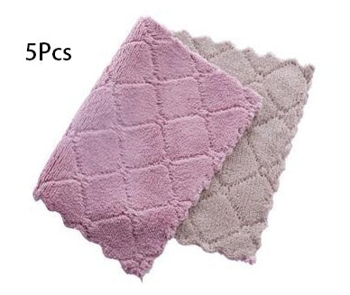 HKM-061459 Absorbent Double-Sided Microfiber Dish Cloths - Thick Kitchen Rags, 5 or 10 Pack