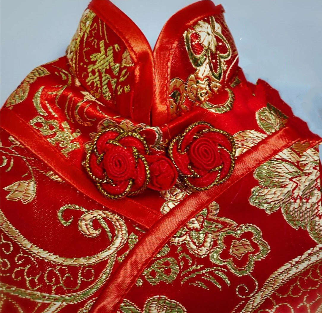 HKM-061459 Traditional Chinese Style Red Tang Dress for Dogs