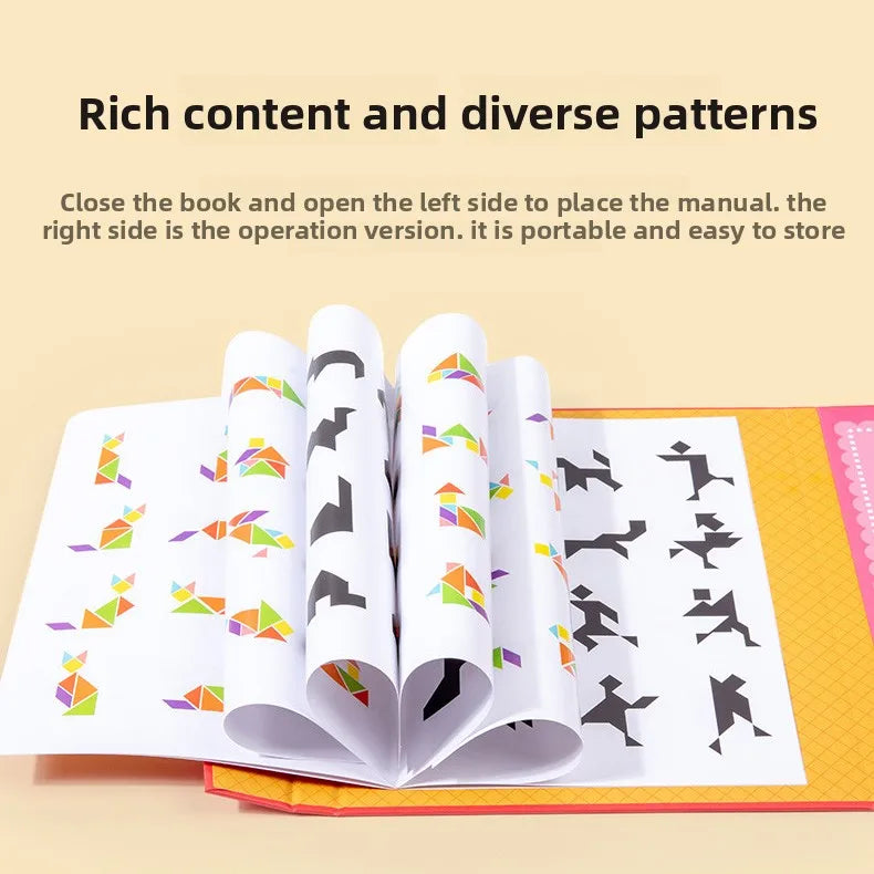 KTX-061459 Wooden Magnetic Tangram Puzzle Set for Kids - Fun Educational Toy for Cognitive Learning, Convenient Storage