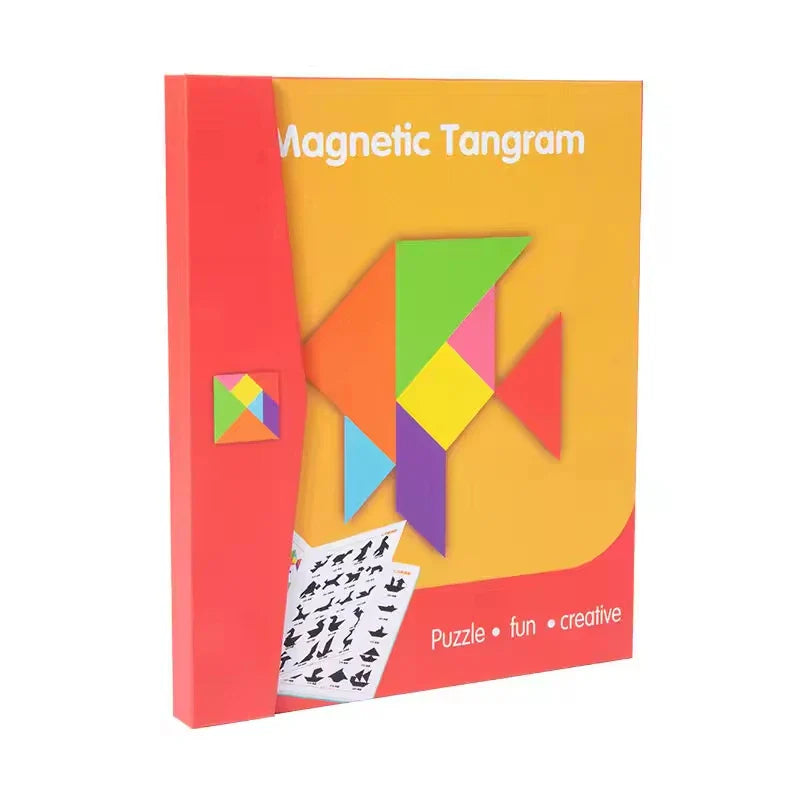 KTX-061459 Wooden Magnetic Tangram Puzzle Set for Kids - Fun Educational Toy for Cognitive Learning, Convenient Storage