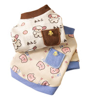 HKM-061523 Cozy Velvet Bear-Inspired Pet Clothing with Warm Pockets for Cats and Dogs