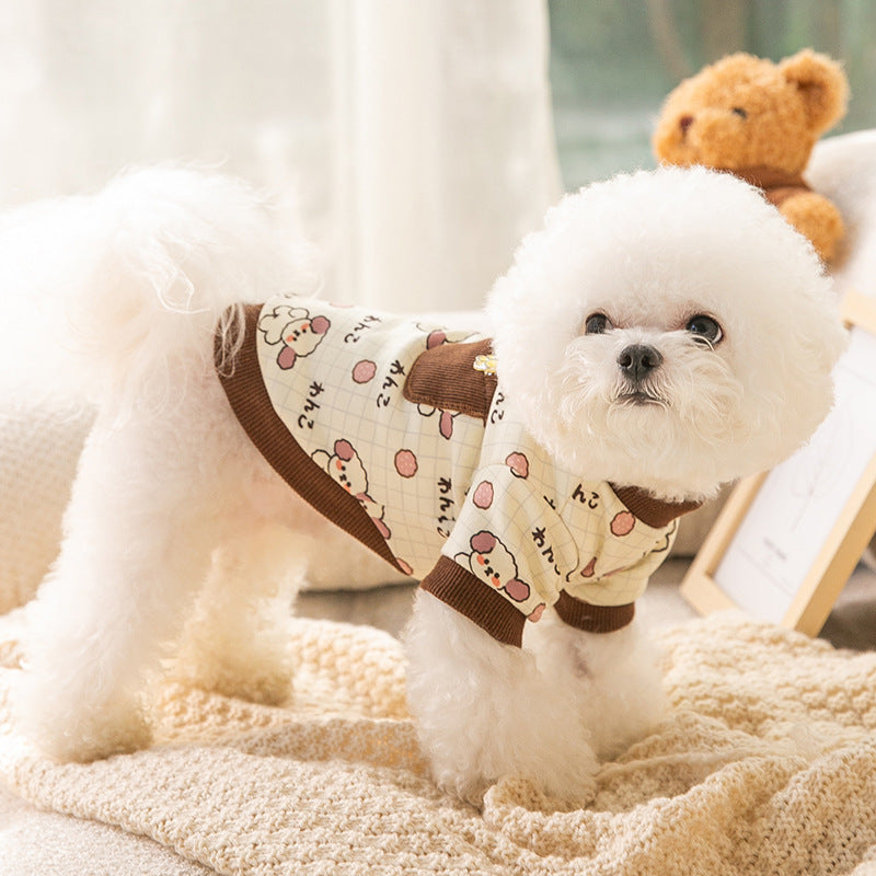 HKM-061523 Cozy Velvet Bear-Inspired Pet Clothing with Warm Pockets for Cats and Dogs