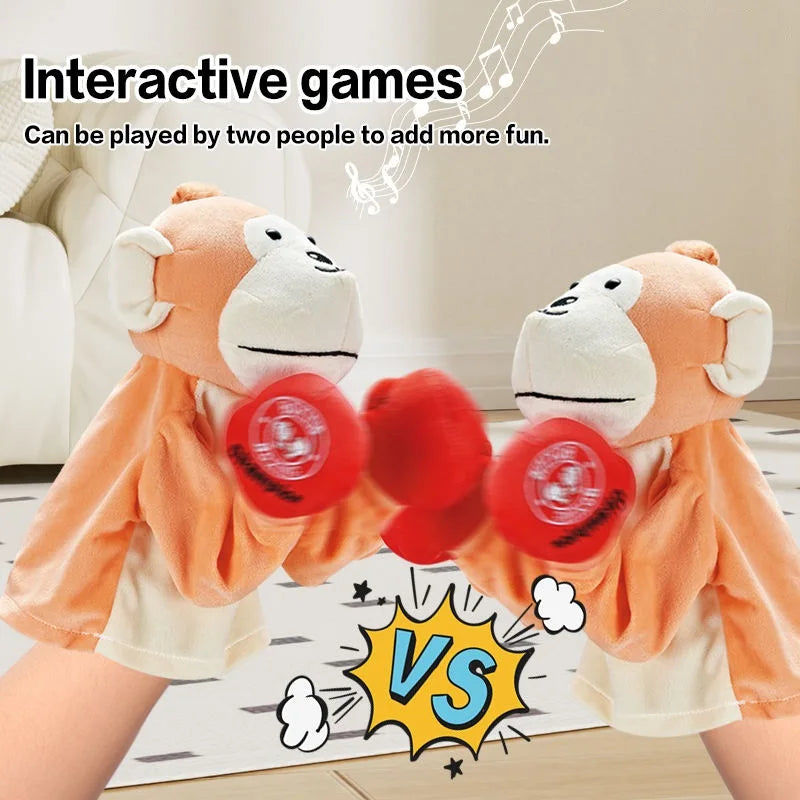 Interactive Plush Monkey Hand Puppet Toy - Boxing Punch Doll for Kids Ages 2 to 14