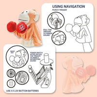 HKM-061523 Interactive Plush Monkey Hand Puppet Toy - Boxing Punch Doll for Kids Ages 2 to 14