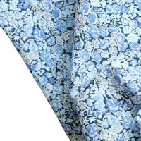 HKM-061715 Small Blue Rose Floral Velvet Cotton Fabric - 80 Pieces, 100% Pure Cotton, Available in Various Lengths