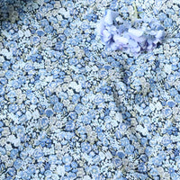 HKM-061715 Small Blue Rose Floral Velvet Cotton Fabric - 80 Pieces, 100% Pure Cotton, Available in Various Lengths