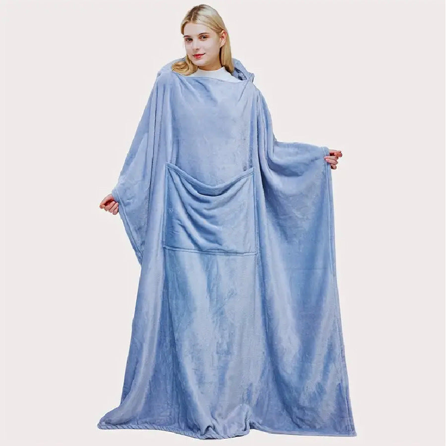 HKM-062035 Cozy Flannel Blanket with Pillow - 50x70 Inches in Solid Colors