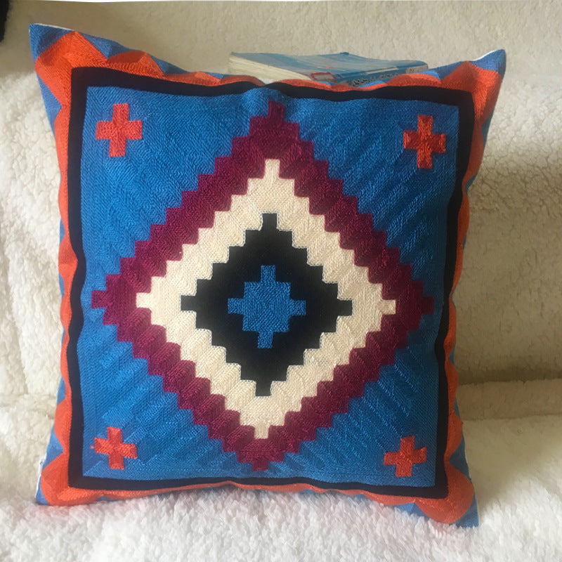HKM-062099 Three-Dimensional Geometric Cotton Cushion Cover - Retro Nostalgia Style, 45x45 cm