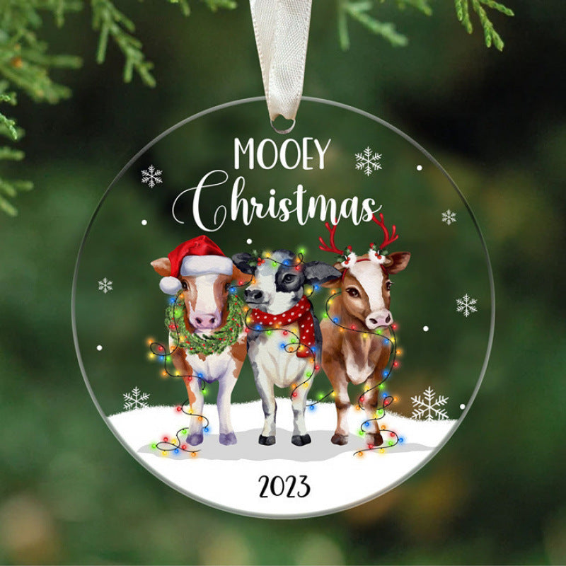 HKM-062163 Acrylic Christmas Tree Pendants - Festive Holiday Decorations in 34 Colors
