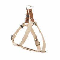 HKM-062227 Comfortable Cotton Dog Leash with Leather Strap – Light Blue and Beige, Soft for All Seasons