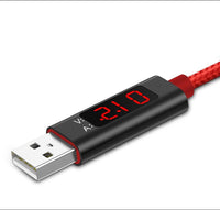 HKM-062227 Nylon Smart Display Data Cable for iPhone and Android Devices - Fast Charging & Data Transmission