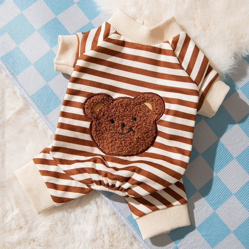 HKM-062483 Cute Velvet Cat Clothes for All Sizes - Polka Dot, Striped, and Bear Designs