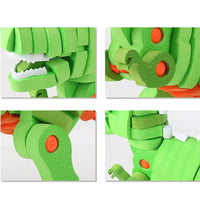 HKM-062611 3D DIY EVA Dinosaur Puzzle Blocks Set for Kids - 200 Pieces Educational Toy