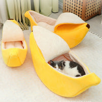 HKM-062675 Cozy Banana Pet Nest with Cover in Autumn Yellow and Green - Multiple Sizes Available