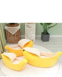 HKM-062675 Cozy Banana Pet Nest with Cover in Autumn Yellow and Green - Multiple Sizes Available