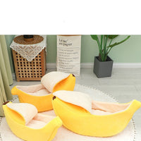 HKM-062675 Cozy Banana Pet Nest with Cover in Autumn Yellow and Green - Multiple Sizes Available
