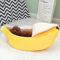 HKM-062675 Cozy Banana Pet Nest with Cover in Autumn Yellow and Green - Multiple Sizes Available