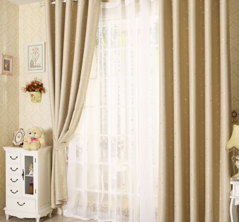 HKM-062739 Star Print Acrylic Perforated Curtain - Elegant Decoration for Your Space