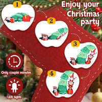 HKM-062803 6 FT Inflatable Christmas Decoration with Tree, Elf, and Santa Claus - Lighted Holiday Yard Decor