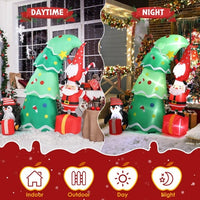 HKM-062803 6 FT Inflatable Christmas Decoration with Tree, Elf, and Santa Claus - Lighted Holiday Yard Decor