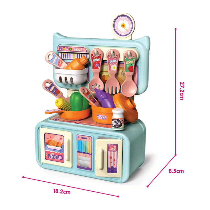 KTX-062867 Blue Kitchen Play Set for Toddlers Age 2-7 - Pretend Cooking Toys for Kids