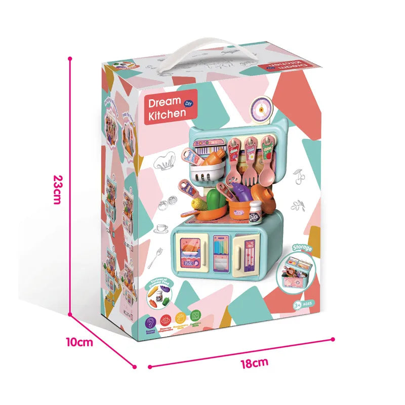 KTX-062867 Blue Kitchen Play Set for Toddlers Age 2-7 - Pretend Cooking Toys for Kids