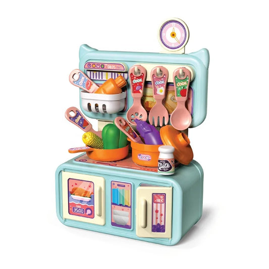 KTX-062867 Blue Kitchen Play Set for Toddlers Age 2-7 - Pretend Cooking Toys for Kids