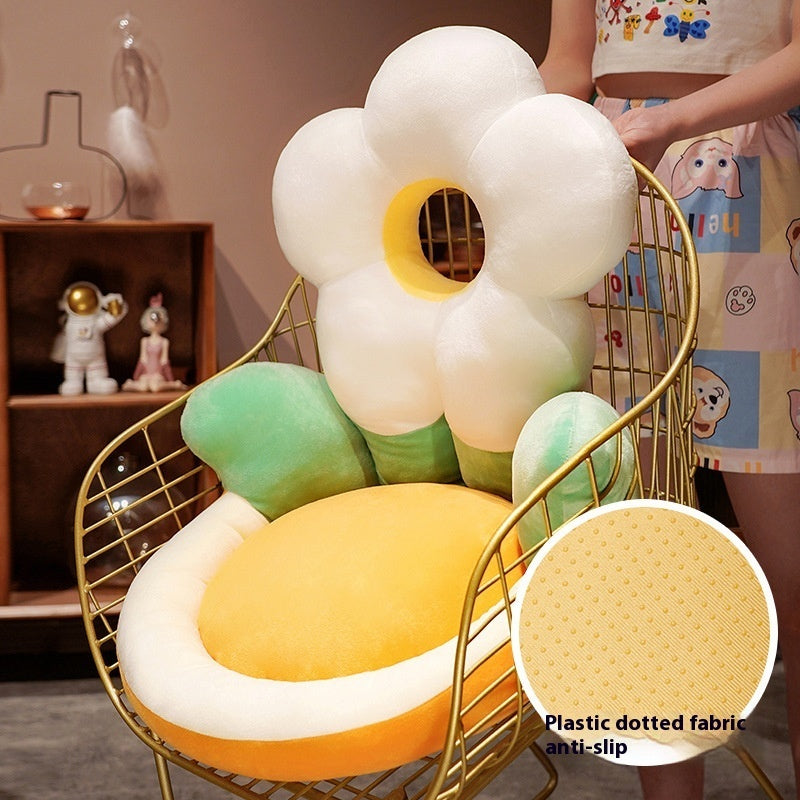 KTX-062931 Floral Pattern Half-pack Waist Support Plush Cushion, Available in Sunflower and Various Colors