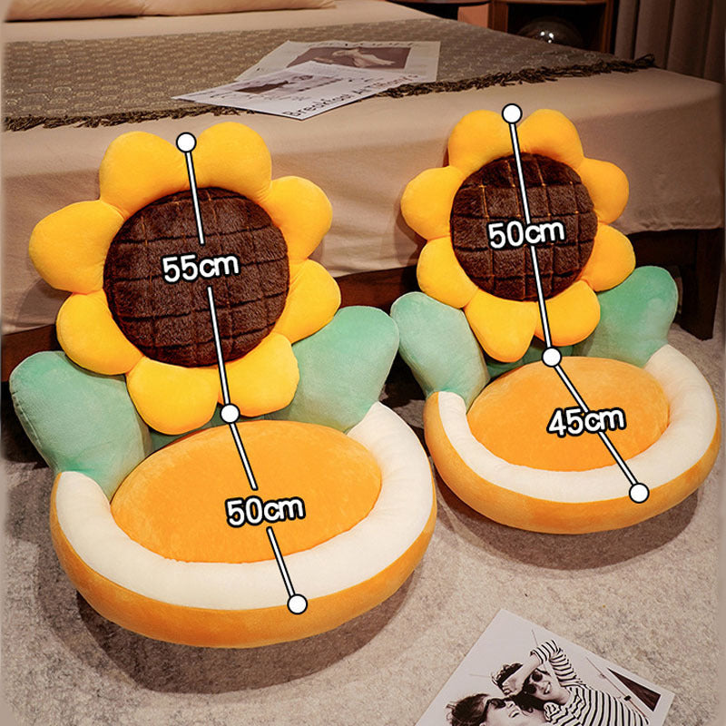 KTX-062931 Floral Pattern Half-pack Waist Support Plush Cushion, Available in Sunflower and Various Colors