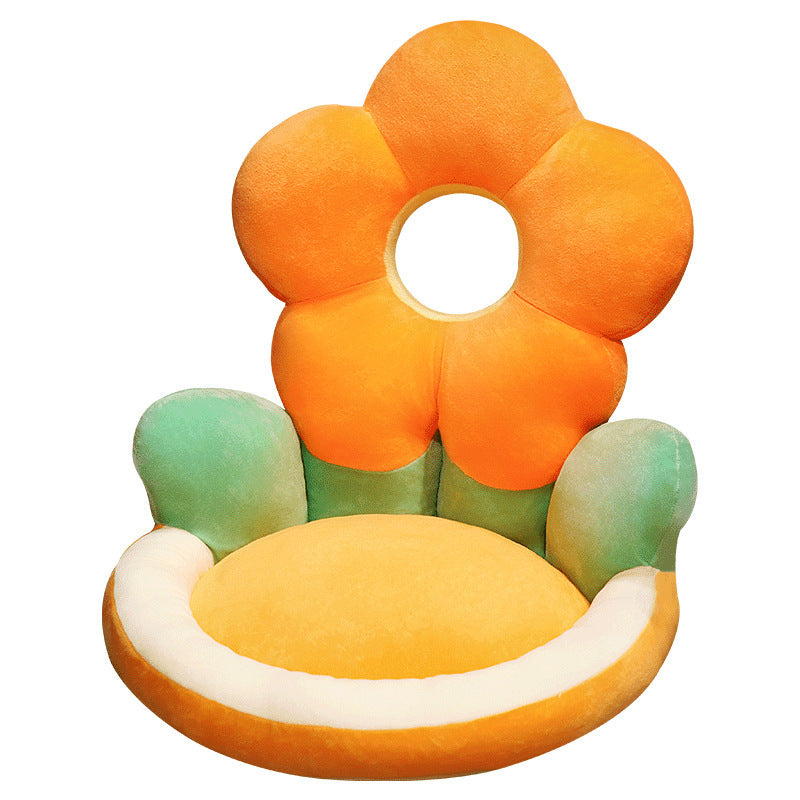 KTX-062931 Floral Pattern Half-pack Waist Support Plush Cushion, Available in Sunflower and Various Colors