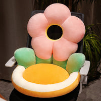 HKM-062931 Floral Pattern Half-pack Waist Support Plush Cushion, Available in Sunflower and Various Colors