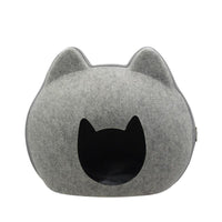 HKM-062995 Enclosed Cat House and Bed - Cozy Felt Cat Villa in Gray, Pink, and Brown