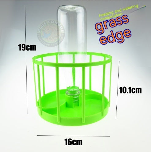 HKM-063059 Fan-Shaped Reptile Feeding Tray with Automatic Water Fountain - Food Grade ABS