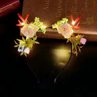 HKM-063187 Luminous Deer Antler Headband with Colorful LED Lights for Kids and Adults