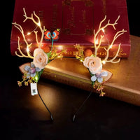 HKM-063187 Luminous Deer Antler Headband with Colorful LED Lights for Kids and Adults