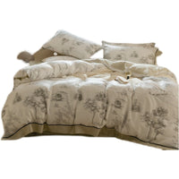 HKM-063187 Retro Pastoral Tencel Bed Set, Lyocell Fiber, Quilt Cover & Pillowcases, Available in Wilderness and Dry Rose