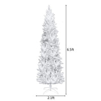 HKM-063315 6.5ft White Christmas Tree with 250 Warm Lights, 719 Branches, Easy Assembly, PVC Material
