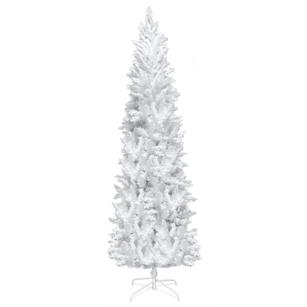 HKM-063315 6.5ft White Christmas Tree with 250 Warm Lights, 719 Branches, Easy Assembly, PVC Material