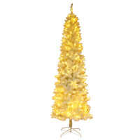 HKM-063315 6.5ft White Christmas Tree with 250 Warm Lights, 719 Branches, Easy Assembly, PVC Material
