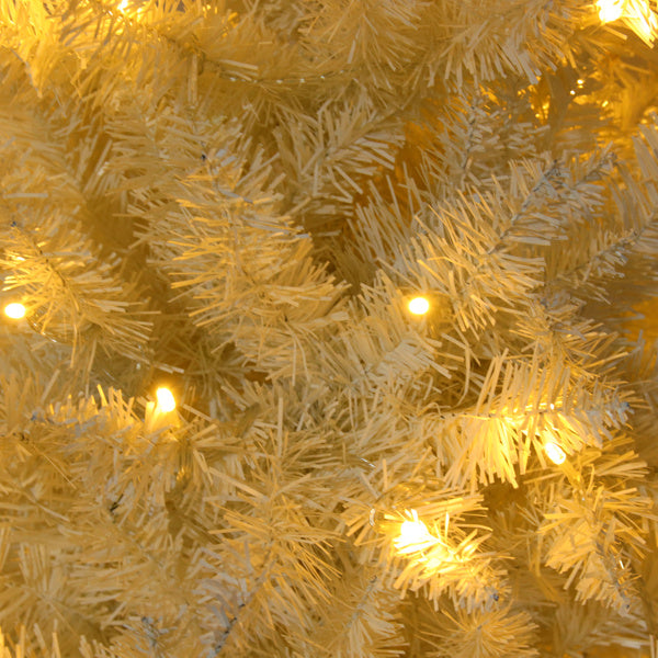 HKM-063315 6.5ft White Christmas Tree with 250 Warm Lights, 719 Branches, Easy Assembly, PVC Material