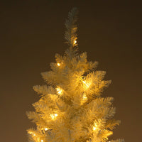 HKM-063315 6.5ft White Christmas Tree with 250 Warm Lights, 719 Branches, Easy Assembly, PVC Material
