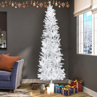 HKM-063315 6.5ft White Christmas Tree with 250 Warm Lights, 719 Branches, Easy Assembly, PVC Material