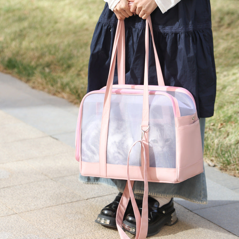 HKM-063379 Breathable Soft Pet Carrier Bag - One-Shoulder Design for Cats and Small Dogs, Various Colors