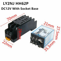 HKM-063379 Small Intermediate Relay AC220V DC24V DC12V LY2N-J with 8 Feet Fiberglass