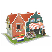 HKM-063763 3D Paper Model Puzzle of Holland Villa - Dutch House DIY Educational Game for Kids Ages 2-6