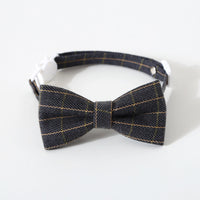 HKM-063891 Pet British Style Plaid Bow Tie And Tie Adjustable Collar Accessories